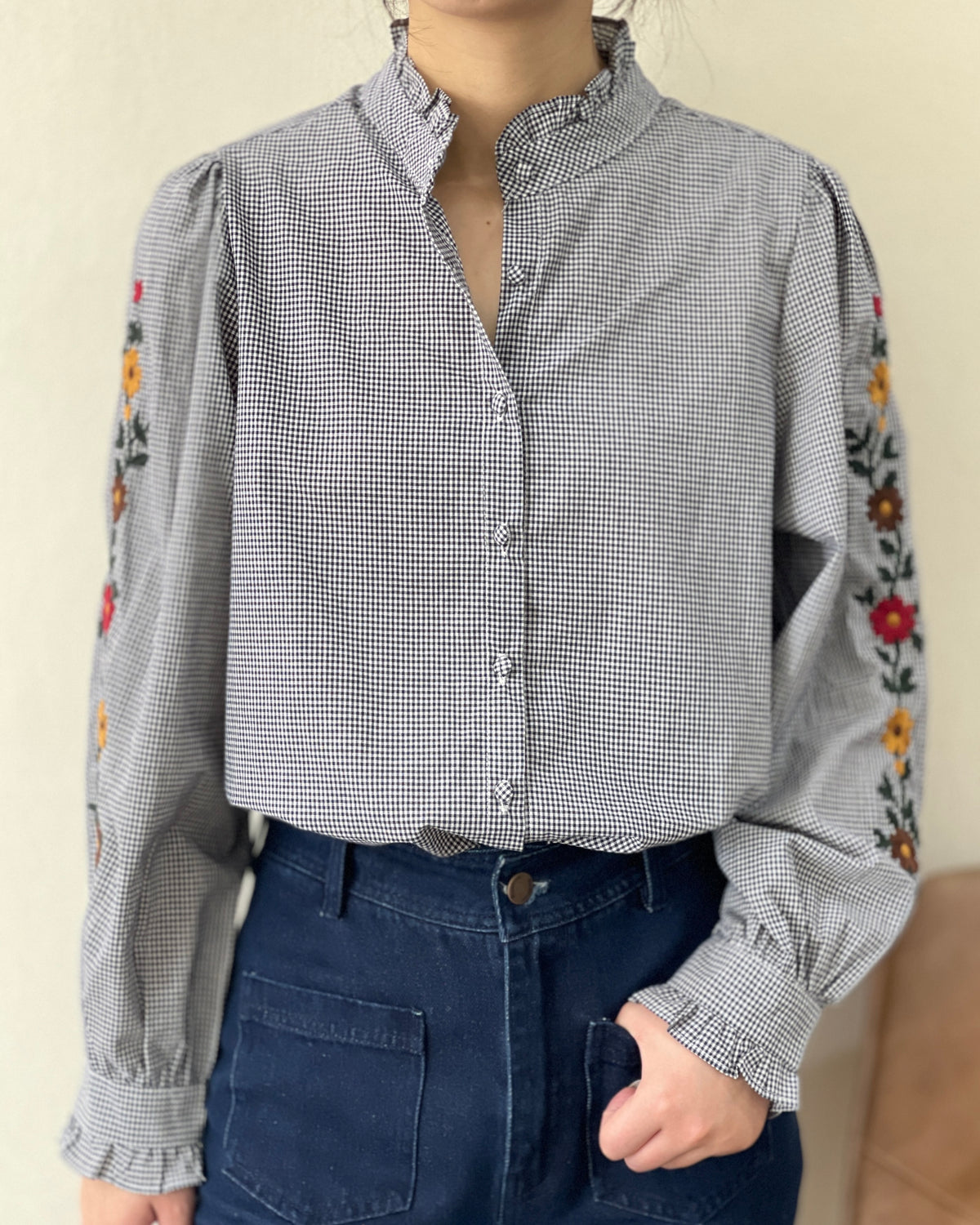 Lucille Embroidered Sleeve Blouse