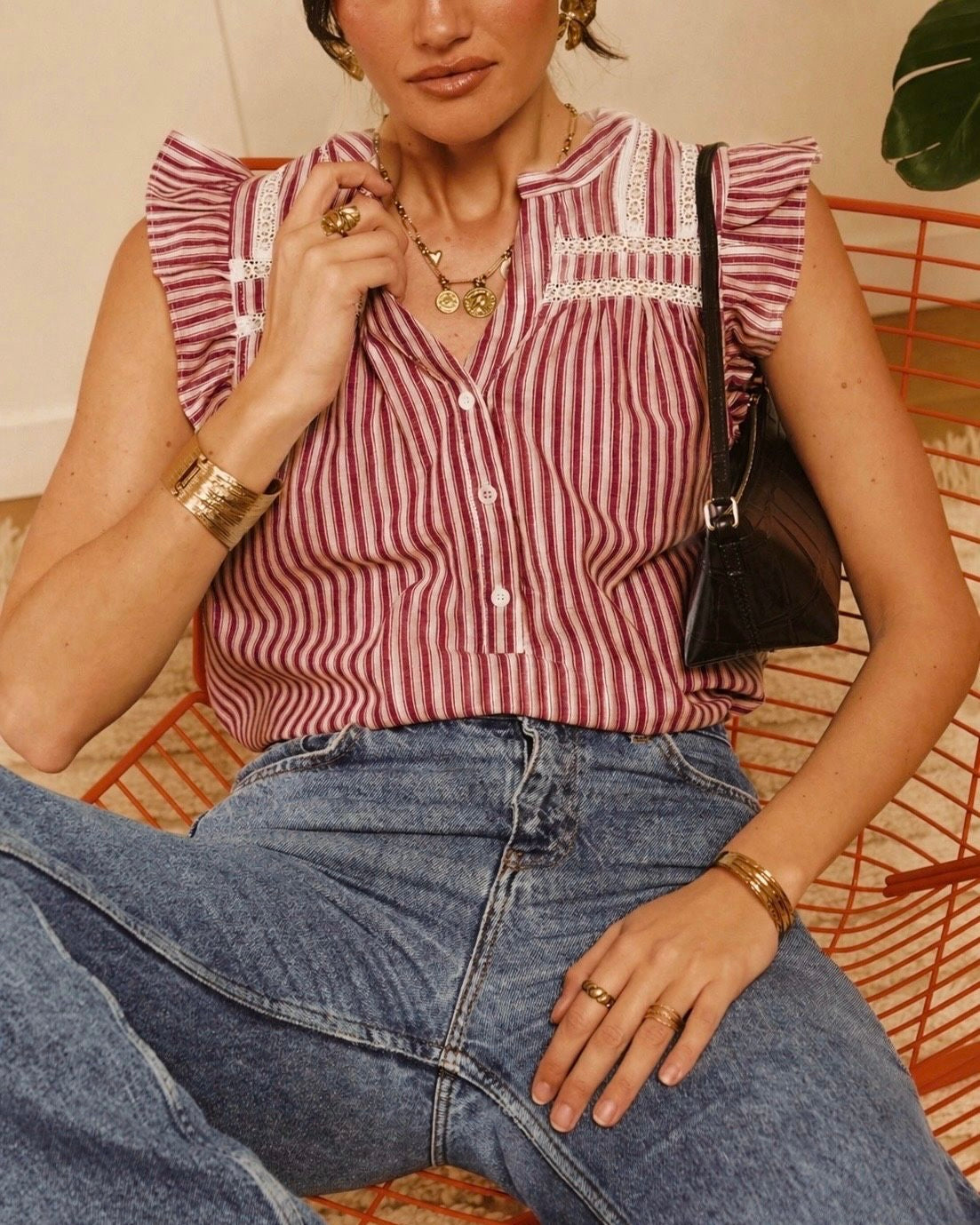 Ester Frill Cap Sleeve Top