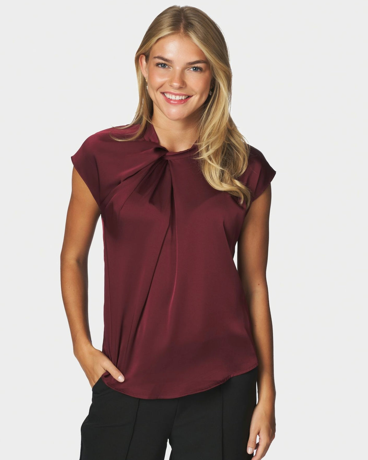 Neo Noir Fleur Drapy Satin Blouse