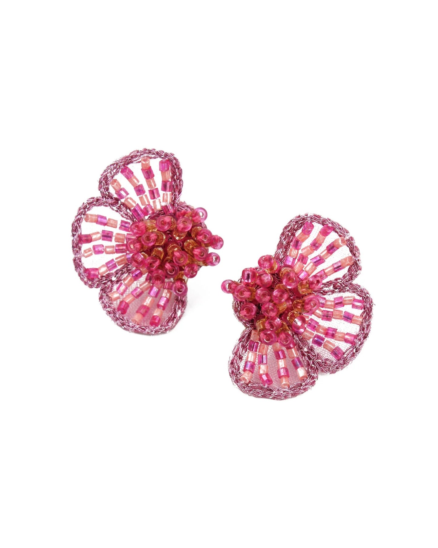 Pink Half Flower Earrings