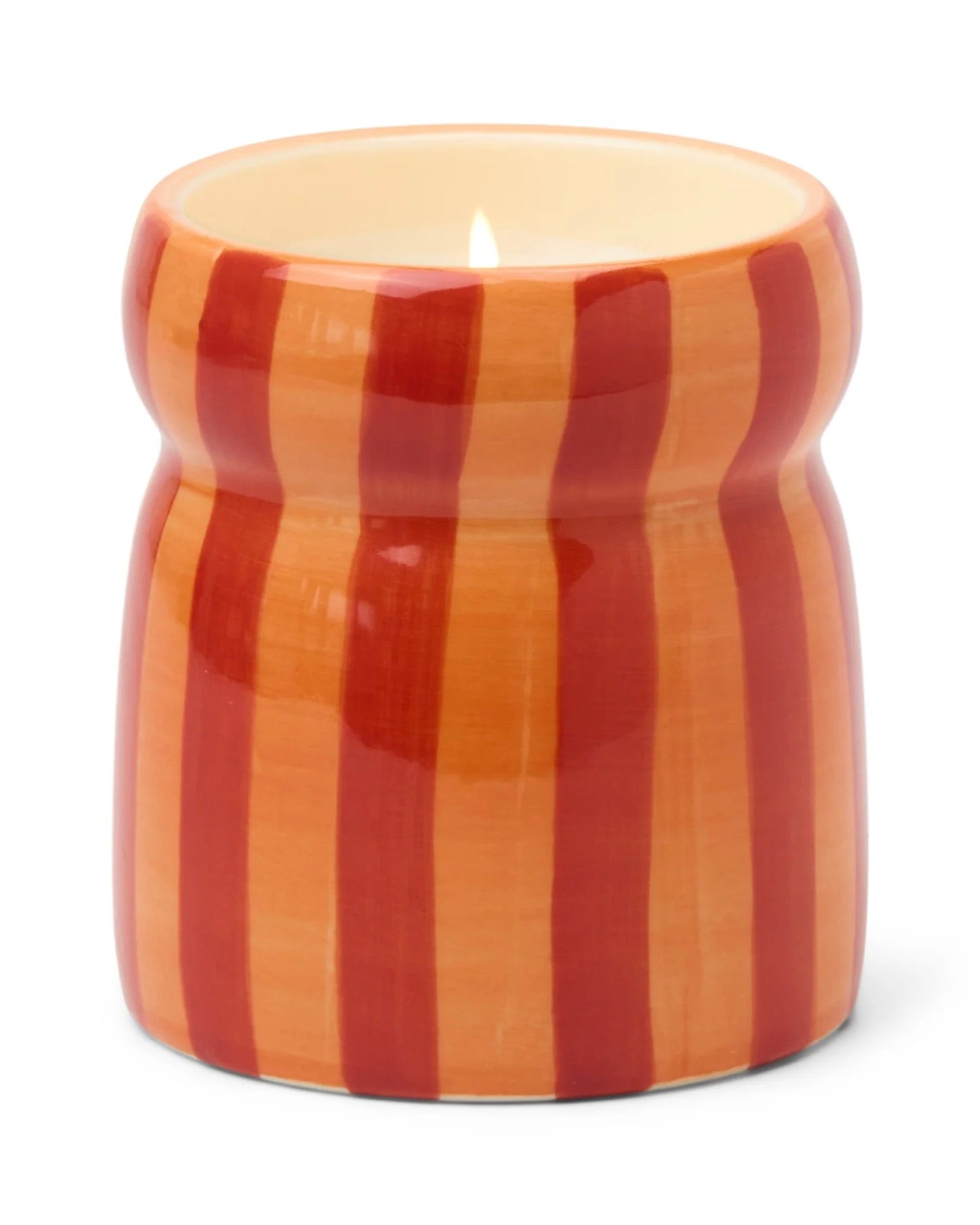 Cabana Red/Coral Striped Ceramic Candle - Spiced Apple