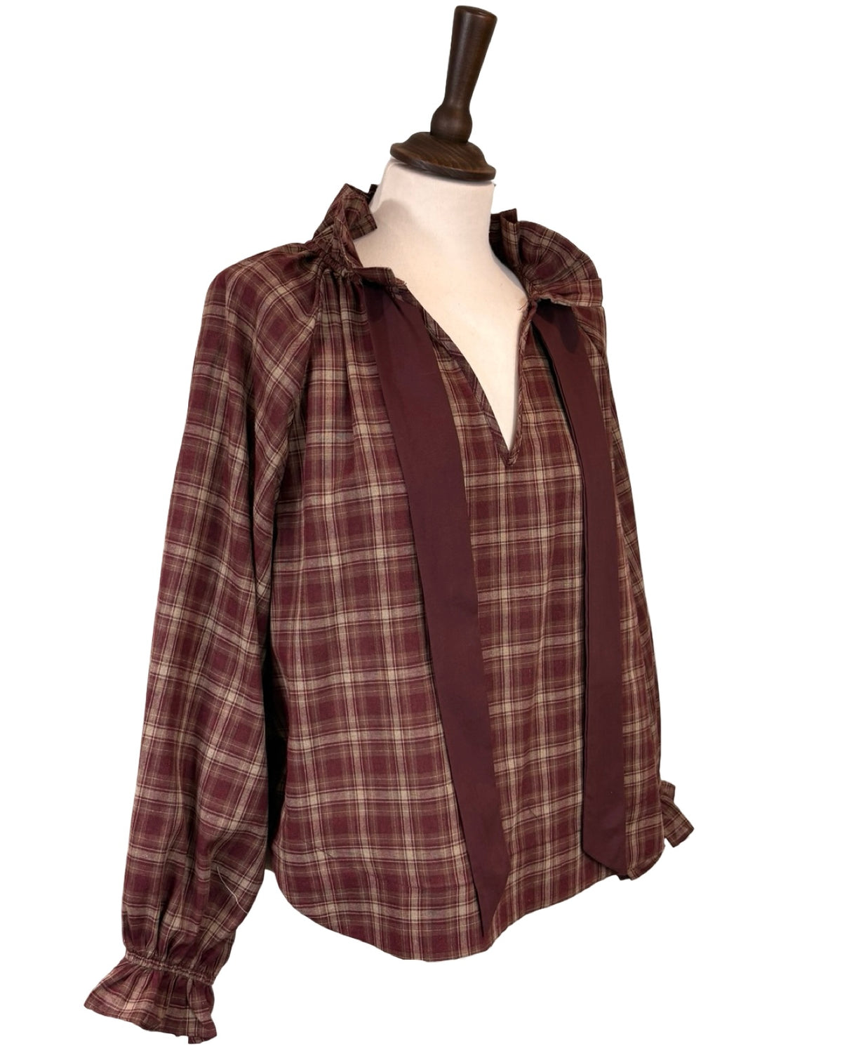 Rosalia Big Check Tie Neck Blouse