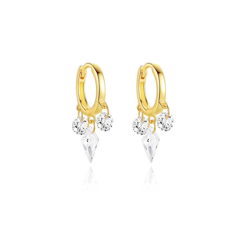Gold Trio Crystal Huggie