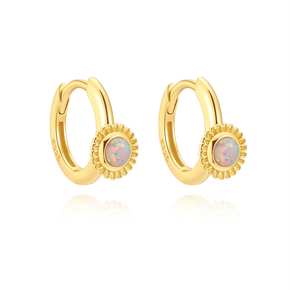 Gold Opal Huggies