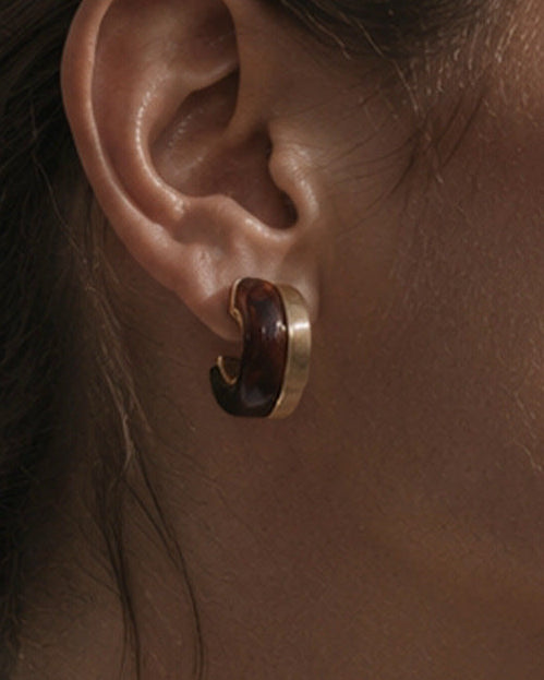 Half Resin Hoop Earrings