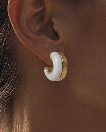 Half Resin Hoop Earrings