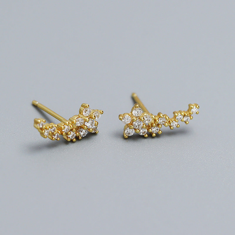 Gold Flower Ear Crawler With Cubic Zirconia