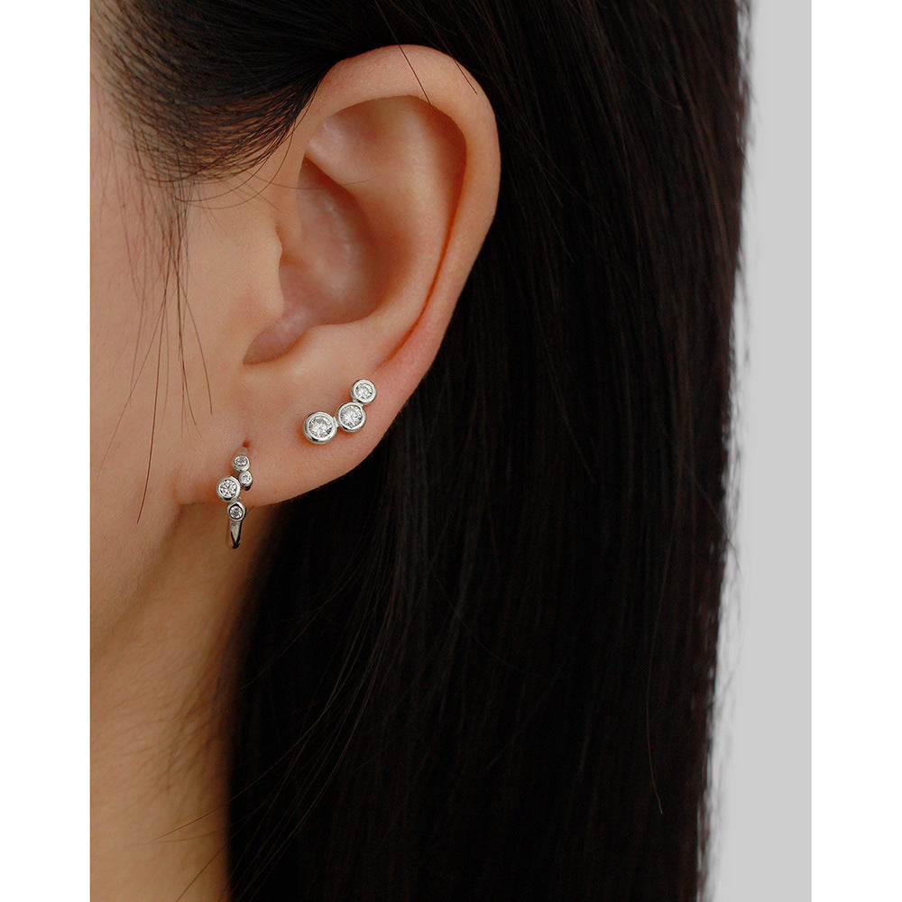 Silver Trio Stud With Cubic Zirconia