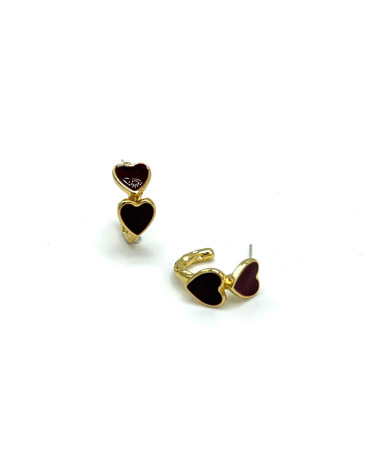 Enamel Double Heart Hoops
