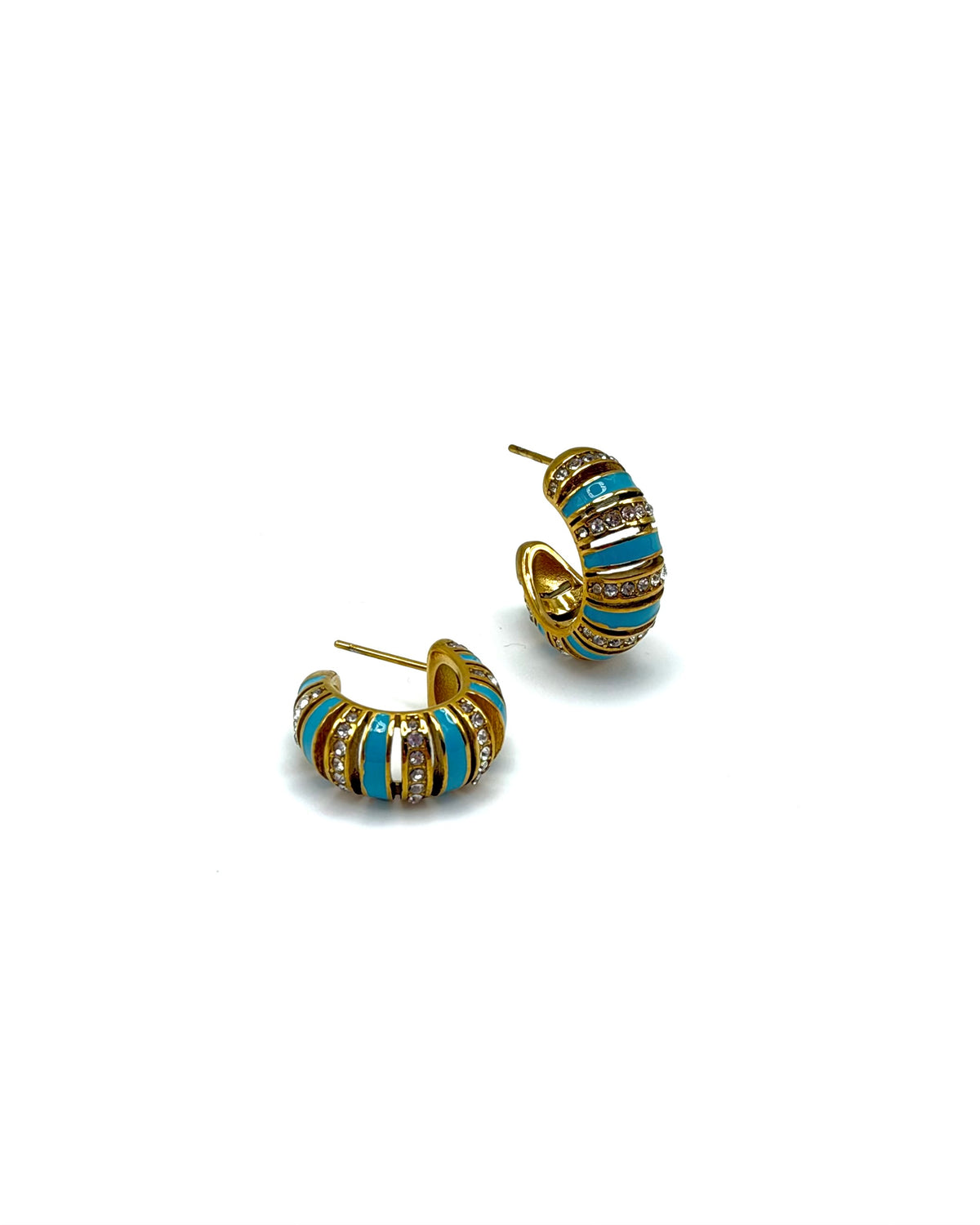 Enamel & Crystal Stripe Hoops