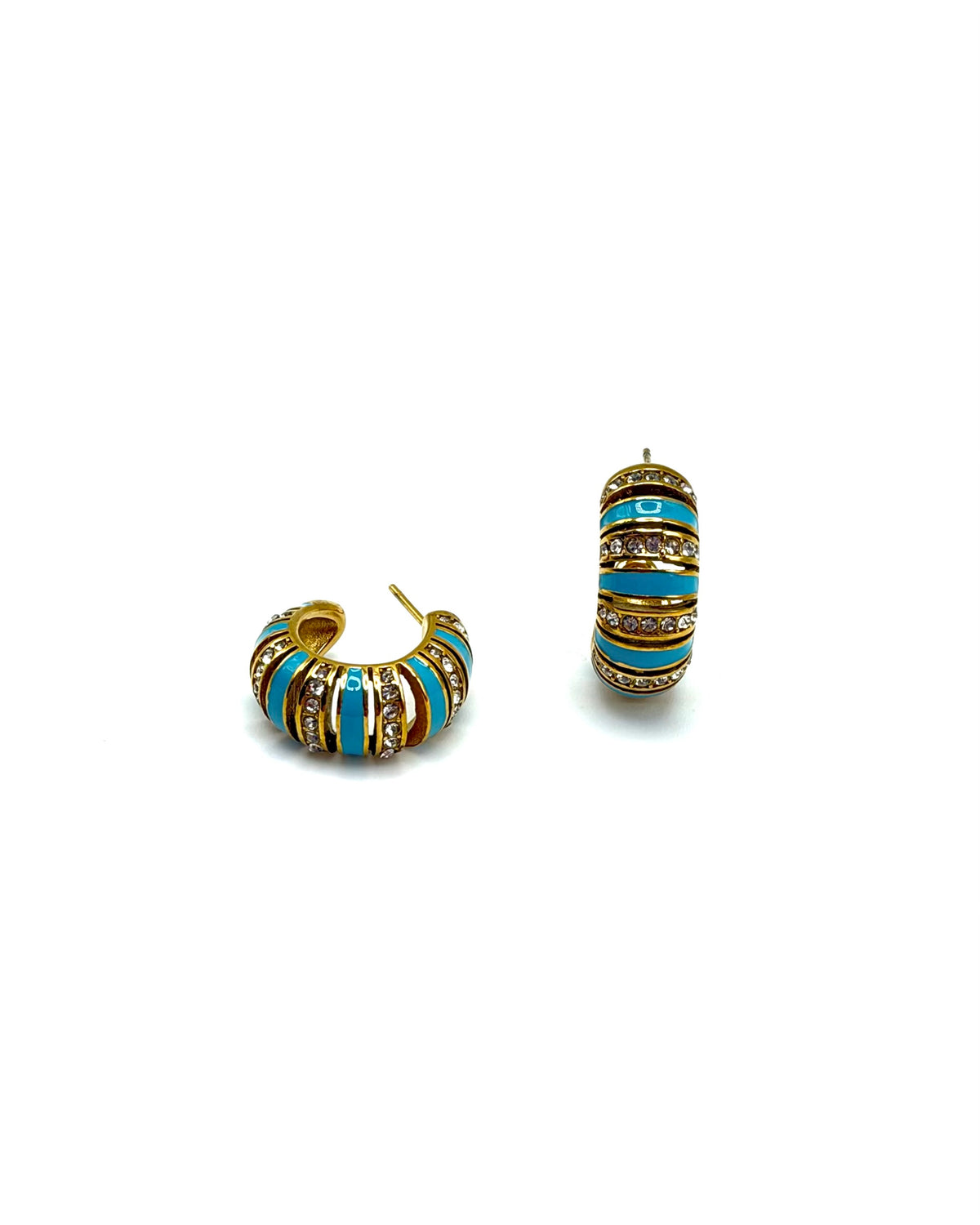 Enamel & Crystal Stripe Hoops