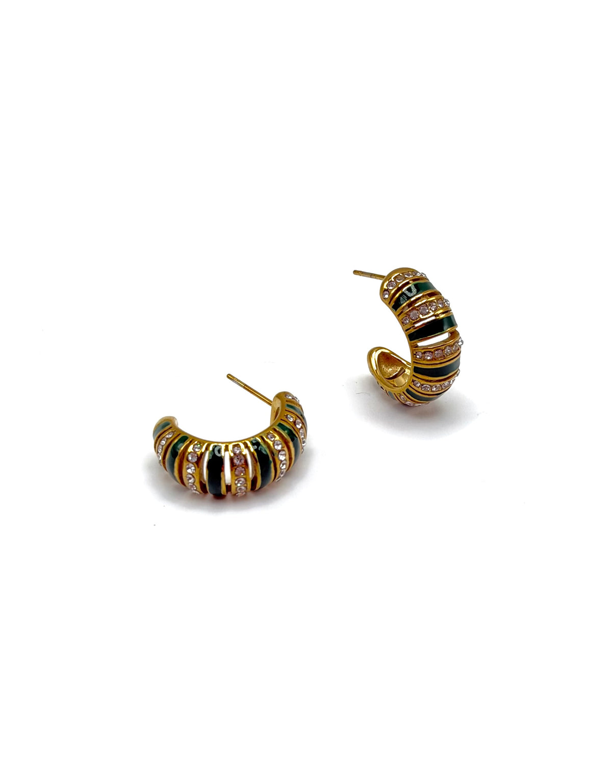 Enamel & Crystal Stripe Hoops