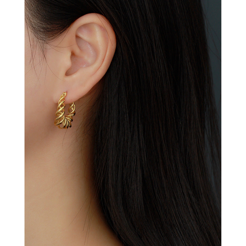 Gold Twisted Hoop Earrings
