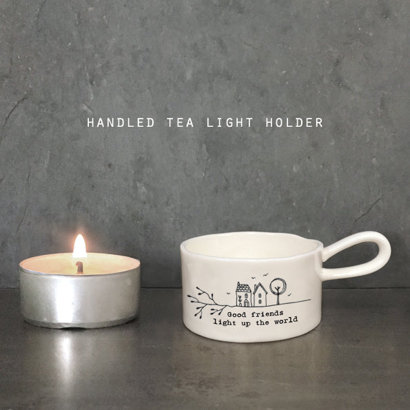 Porcelain Tea Light Holder - "Good friends"