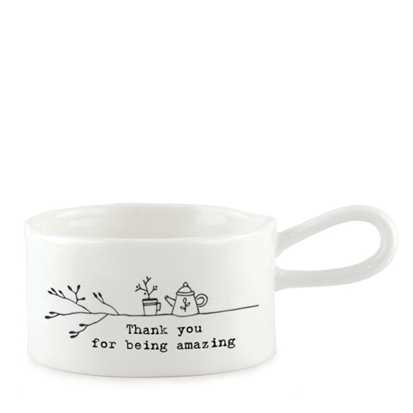 Porcelain Tea Light Holder - "Thank you"