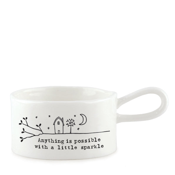 Porcelain Tea Light Holder - "Anything is possible"