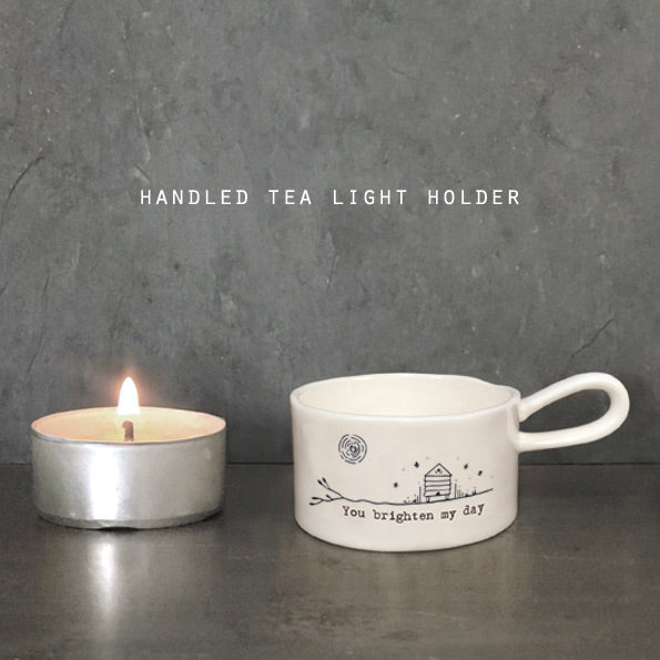 Porcelain Tea Light Holder - "Home, Family, love"
