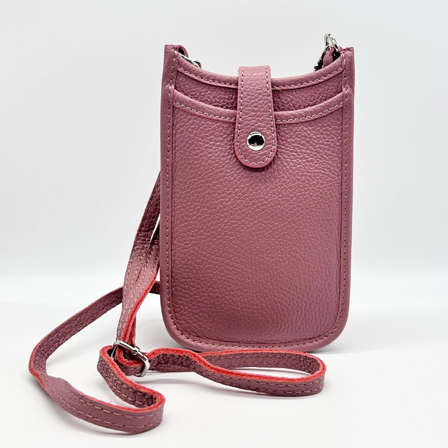 Leather Popper Front Curve Crossbody Bag
