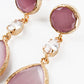 Pink Stone Triple Drop Earrings