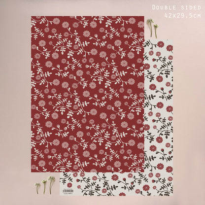 Small Gift Wrap Sheet-Red Daisy