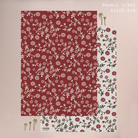 Small Gift Wrap Sheet-Red Daisy
