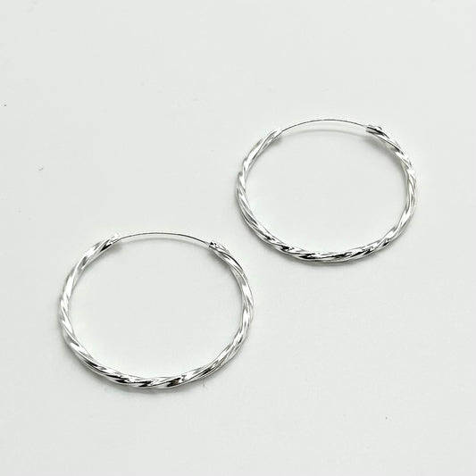 Twisted Silver Large Hoops