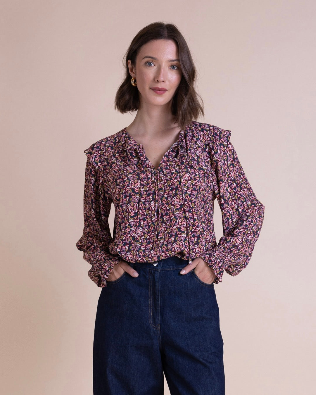 Crepe Frill Neck Blouse