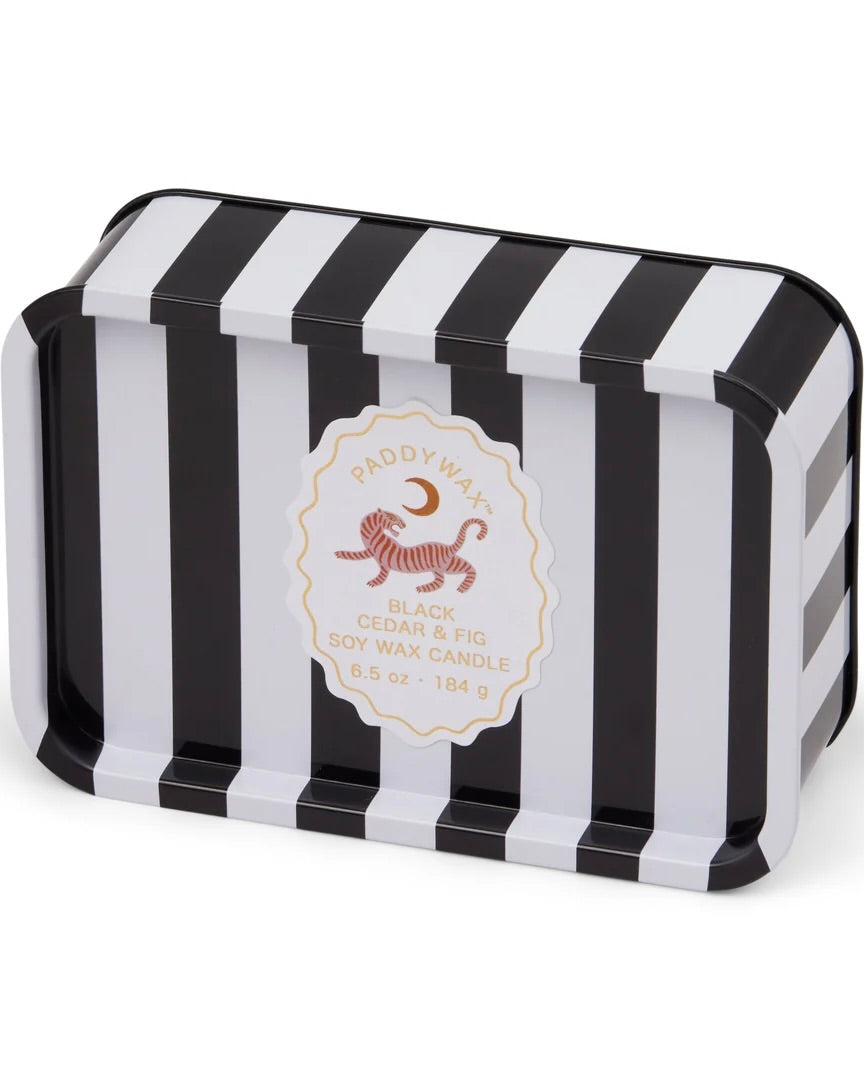 A Dopo Printed Candle Tin - Black Cedar & Fig