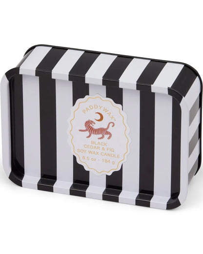 A Dopo Printed Candle Tin - Black Cedar & Fig