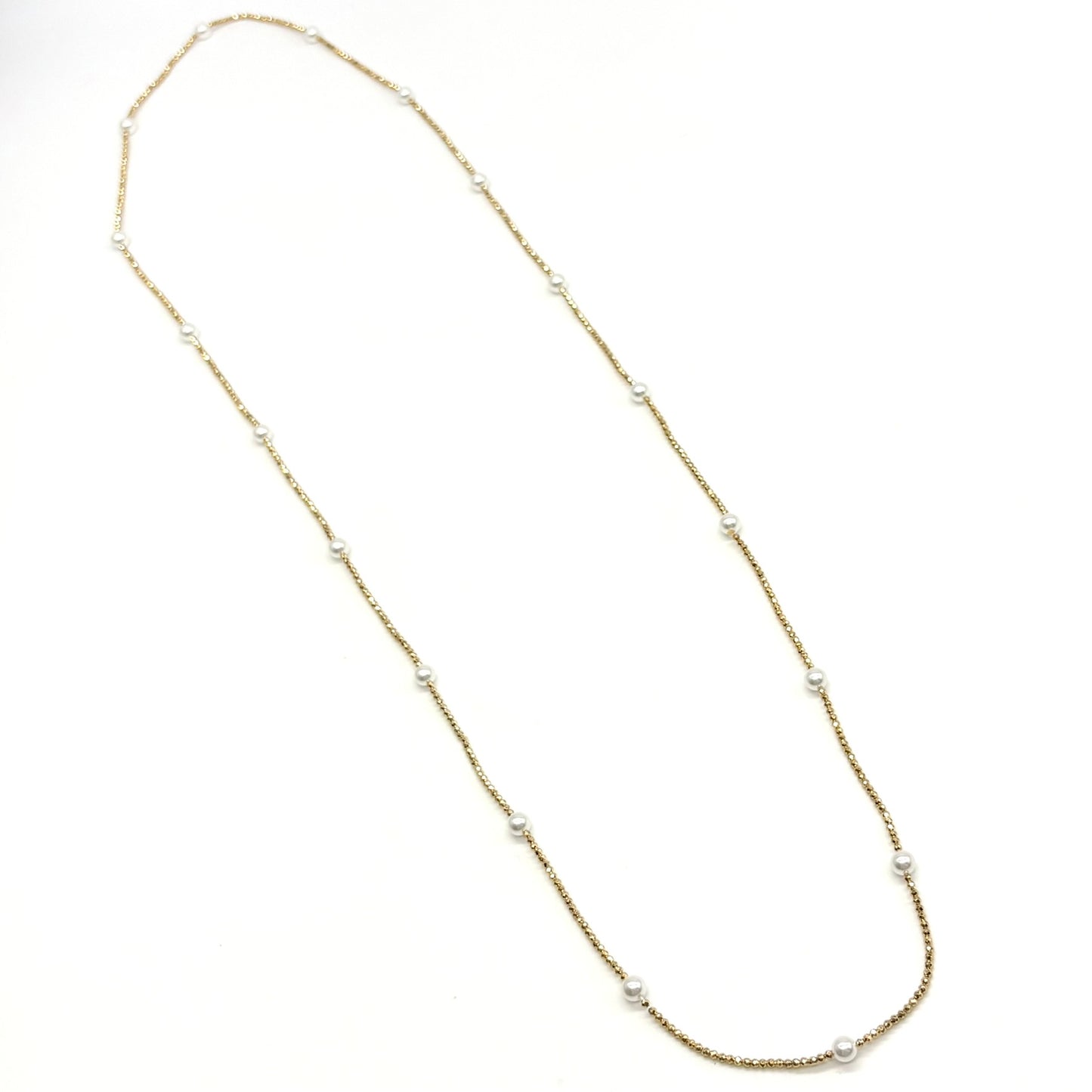Chain Necklace With Glass Pearl Beads