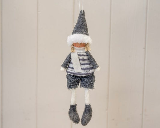 Grey Stripe Hanging Doll