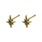 Gold Starburst Stud With Cubic Zirconia Centre