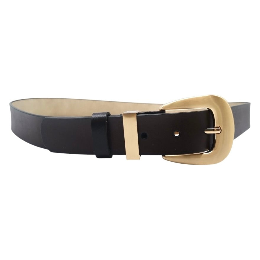 Leather Gold Buckle Belt