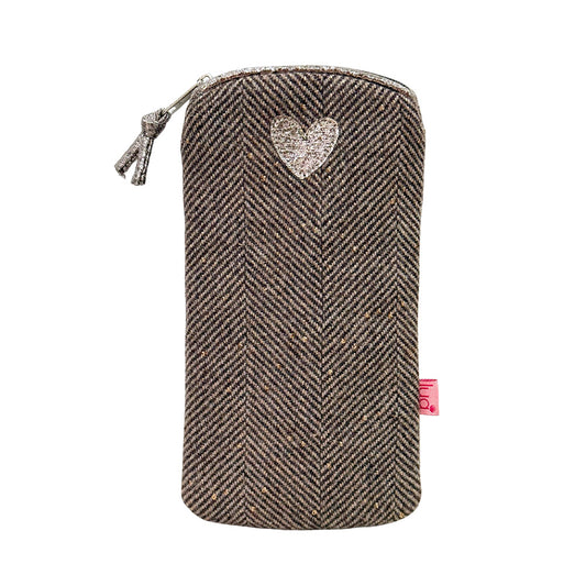 Sparkle Heart Herringbone Glasses Purse