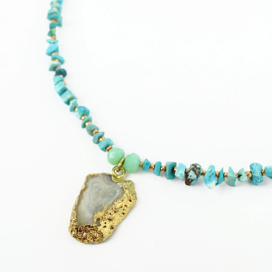 Turquoise Necklace With Stone Charm