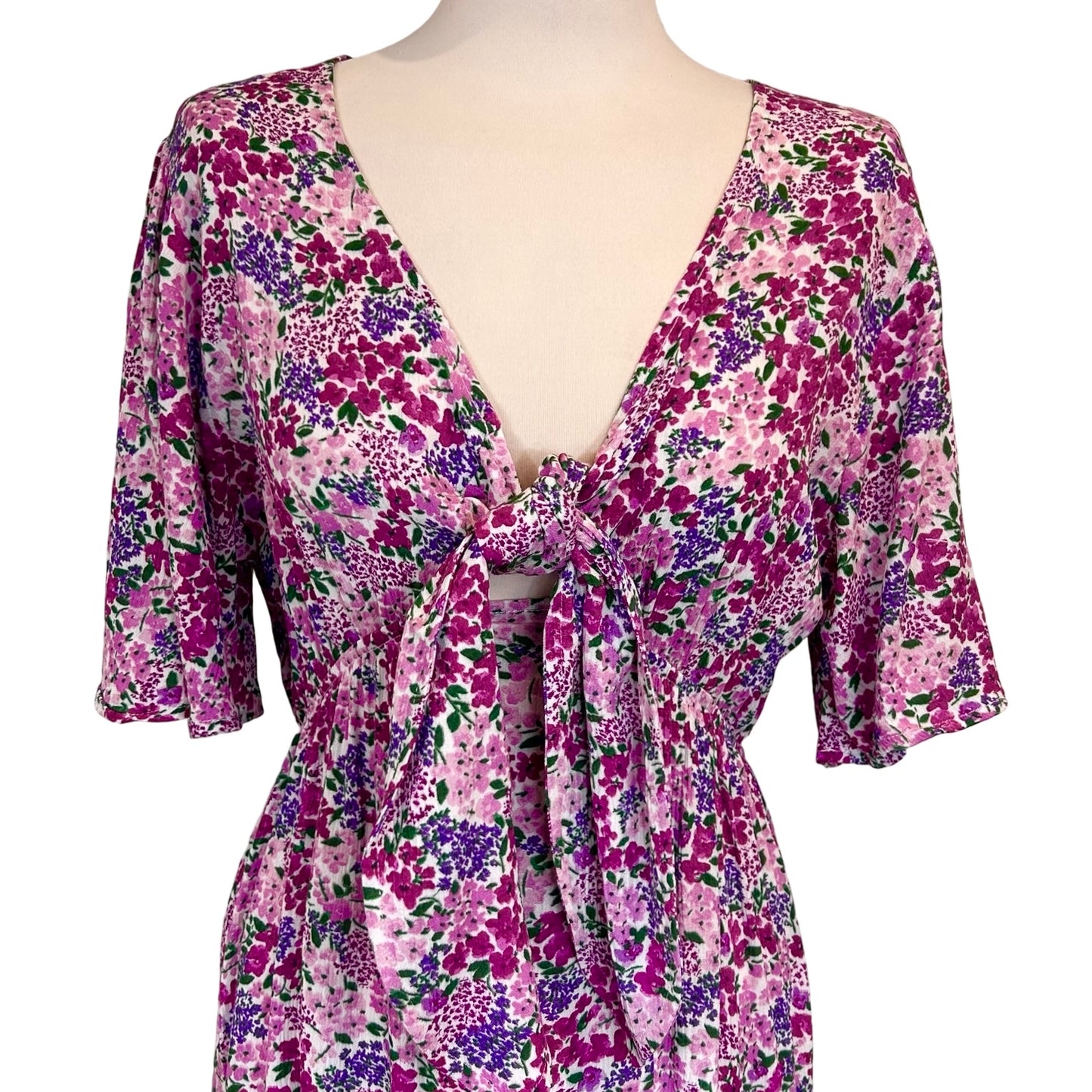 Aurora Floral Tie Front Maxi Dress