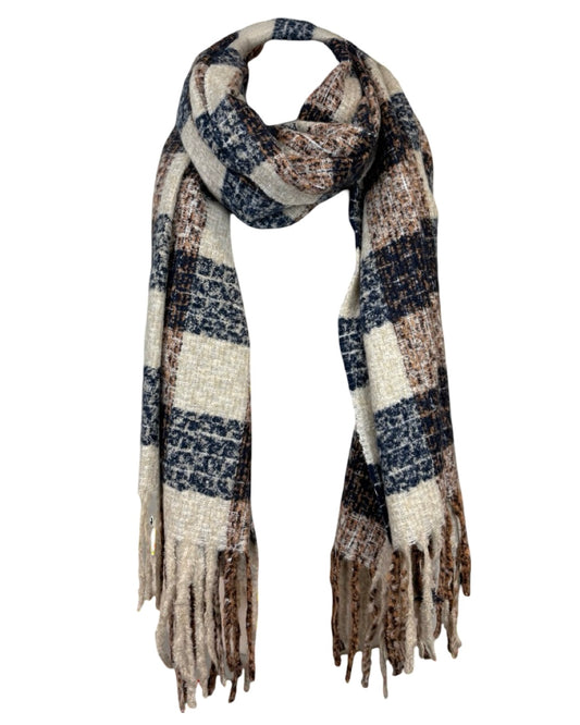 Broken Check Tassel Scarf