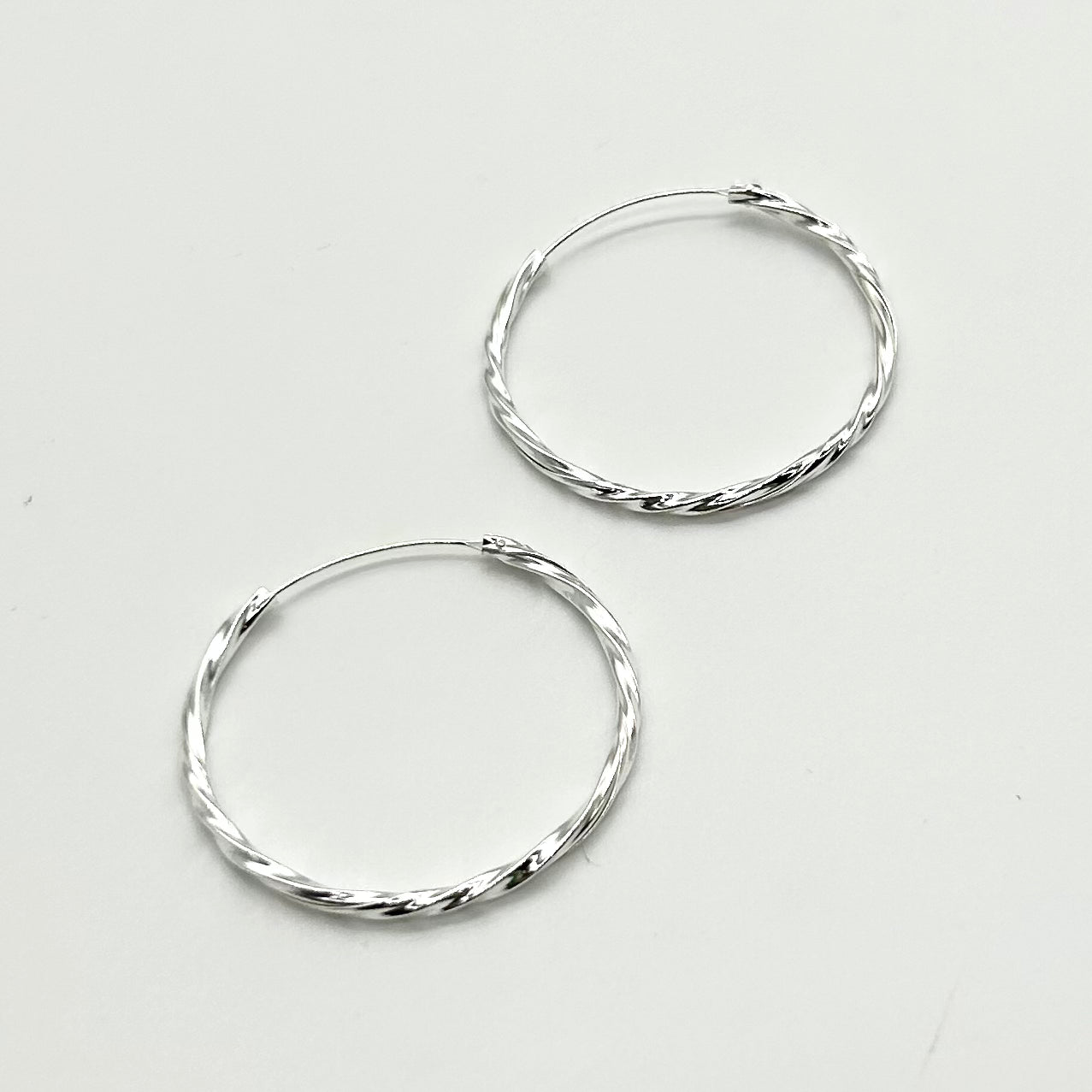 Twisted Silver Large Hoops