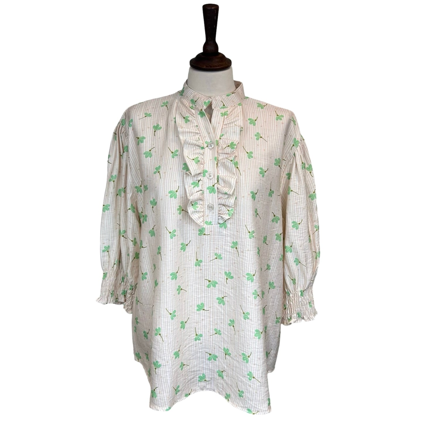 Violet Shirring Sleeve Blouse
