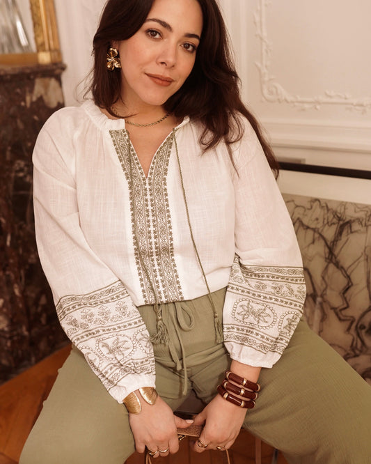 Clemmie Embroidered Tassel Blouse