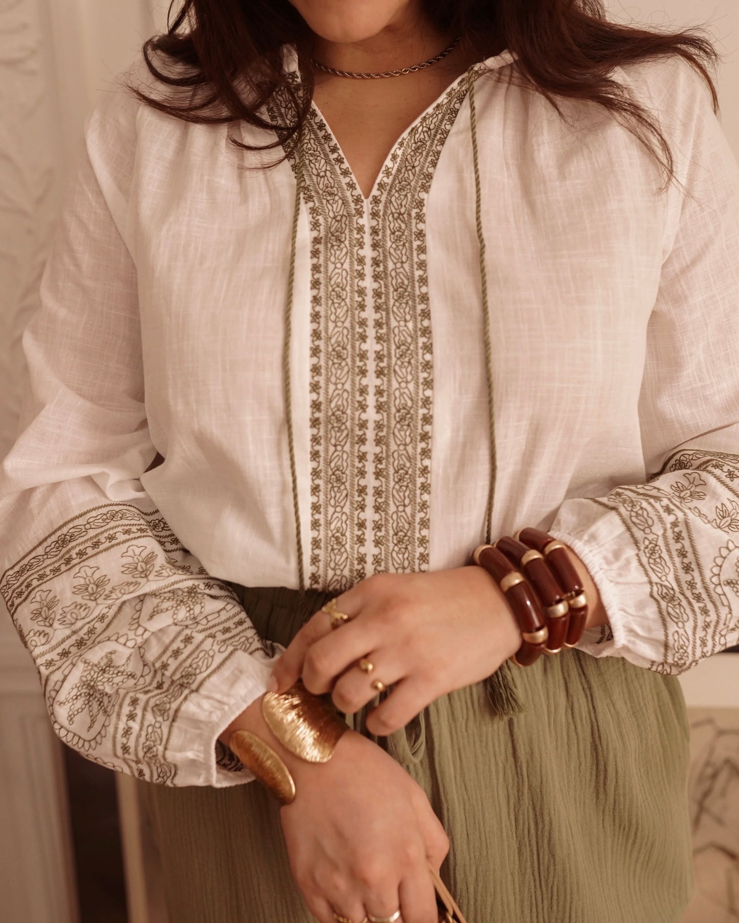 Clemmie Embroidered Tassel Blouse