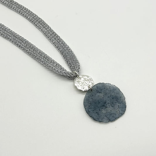 Textured Disc Charm Necklace