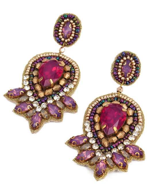 Pink & Gold Art Deco Earrings
