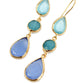 Blue Glass Triple Drop Earrings