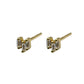 Gold Rectangle Trio Cubic Zirconia Studs