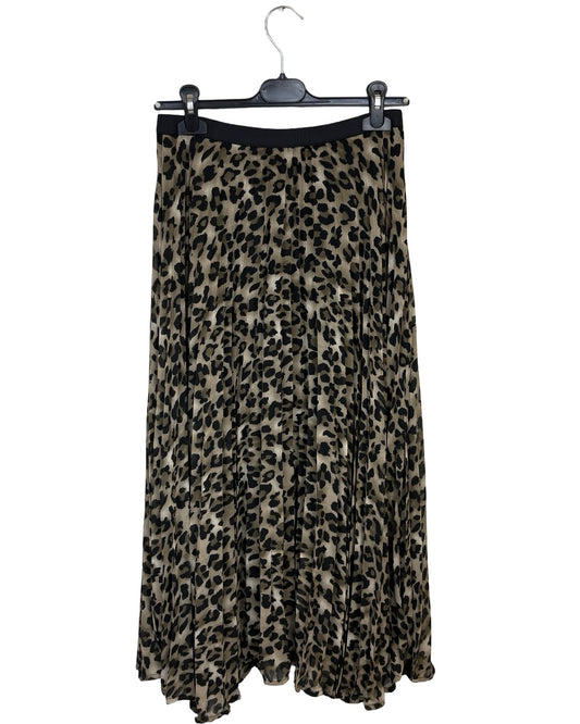 Leah Leopard Chiffon Pleated Skirt