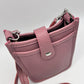 Leather Popper Front Curve Crossbody Bag
