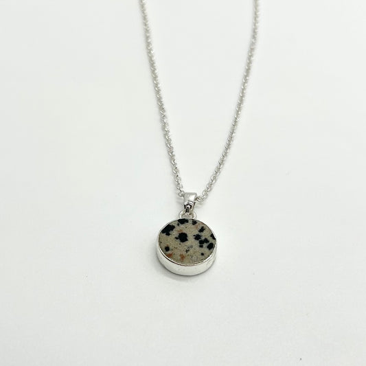 Semi-Precious Stone Circle Pendant Necklace