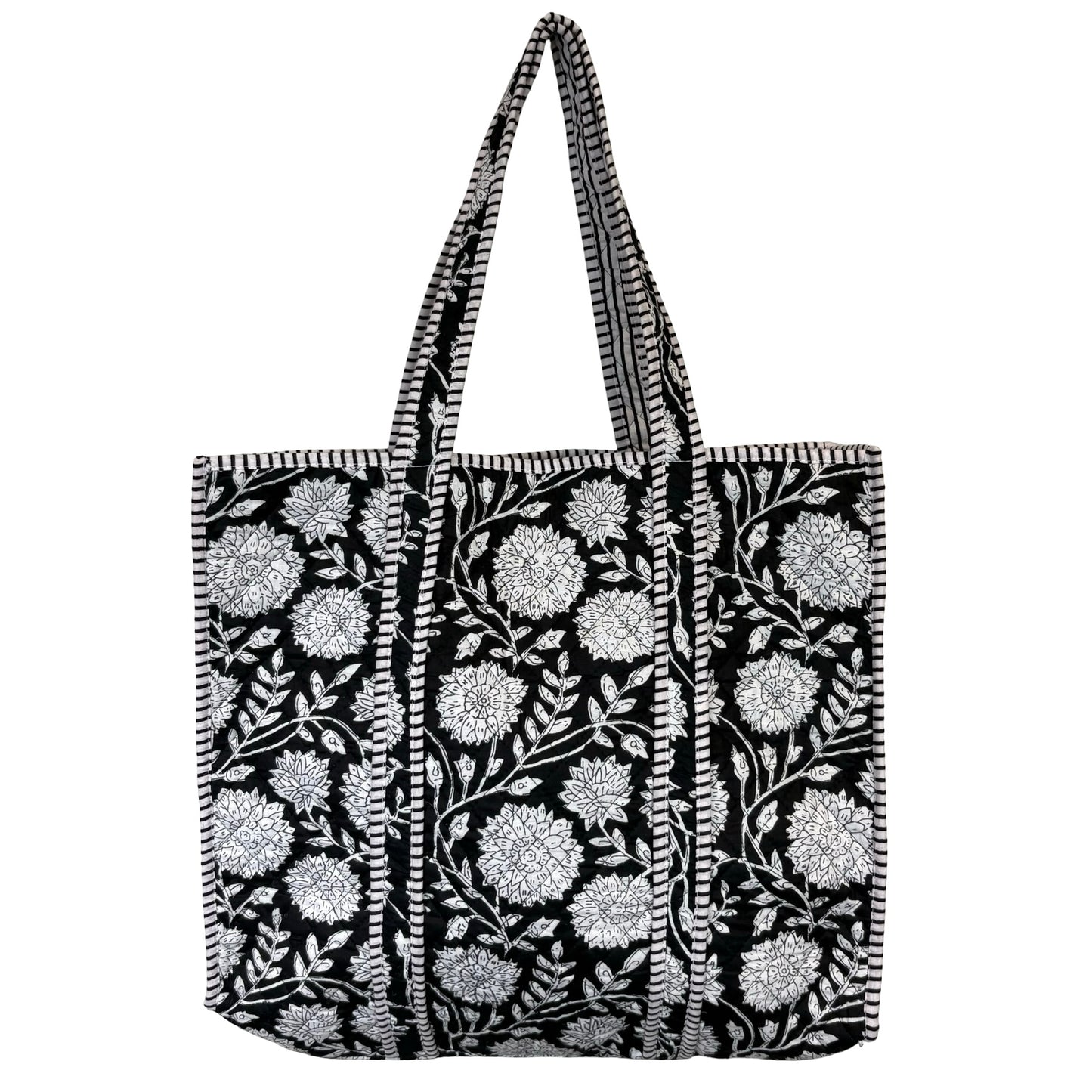 Lotus Block Print Tote Bag