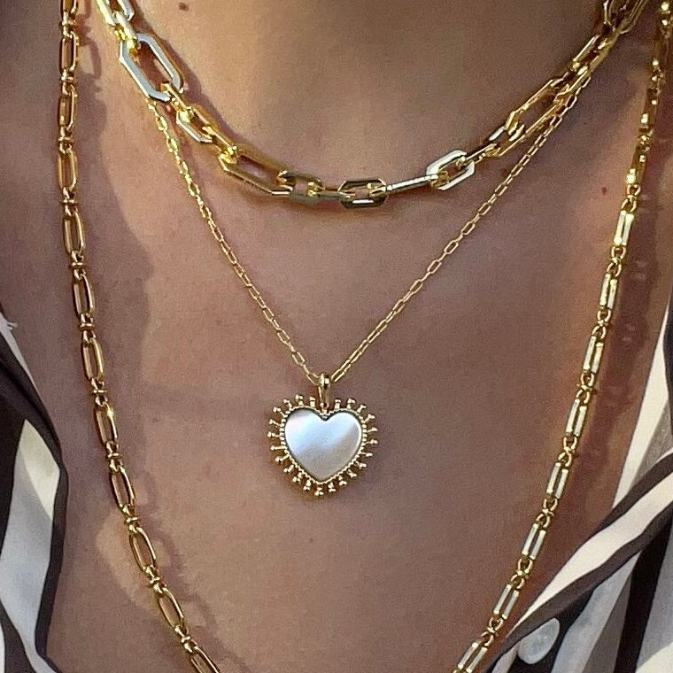Talis Chains Mini Heart Pendant Necklace - Mother Of Pearl